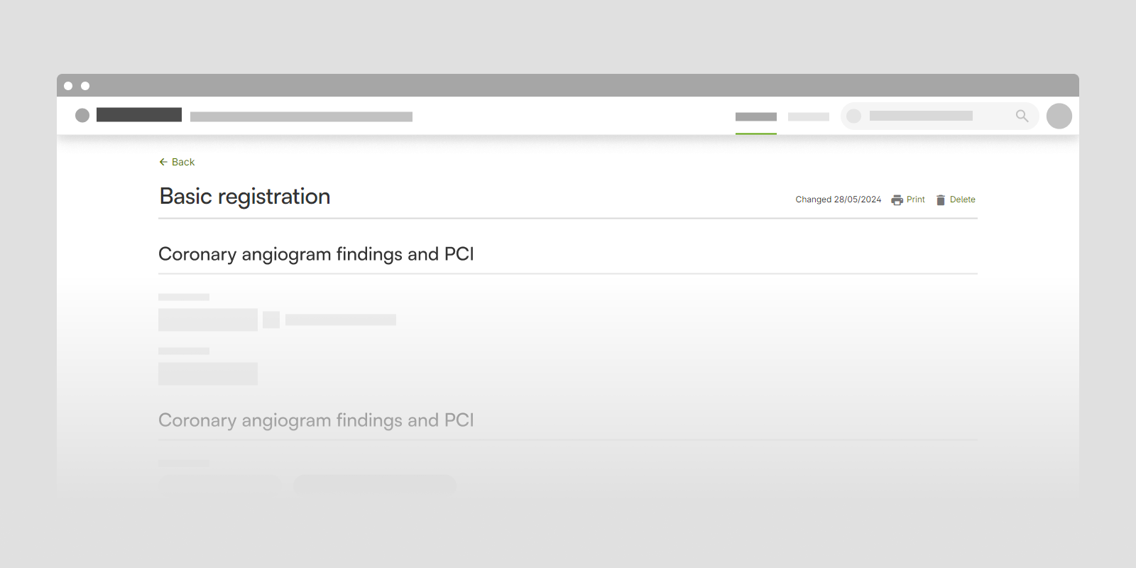 Form header for a saved form with a descriptive text