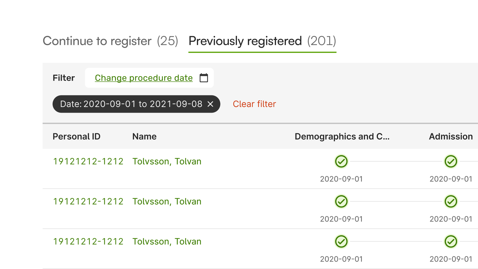 Example of a custom view with date filtering