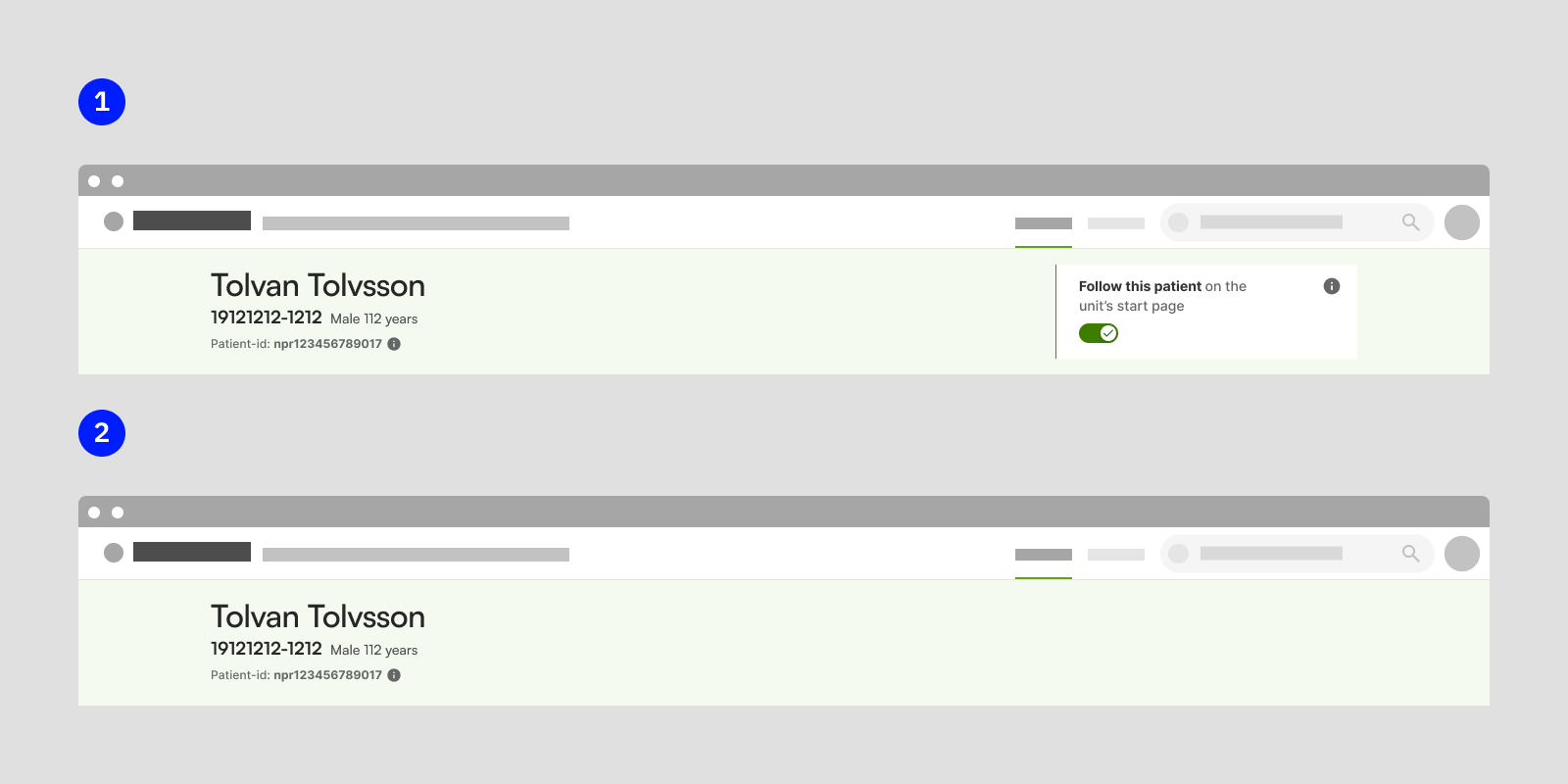 Patient Context Panel in a follow-up registry and in a care process registry