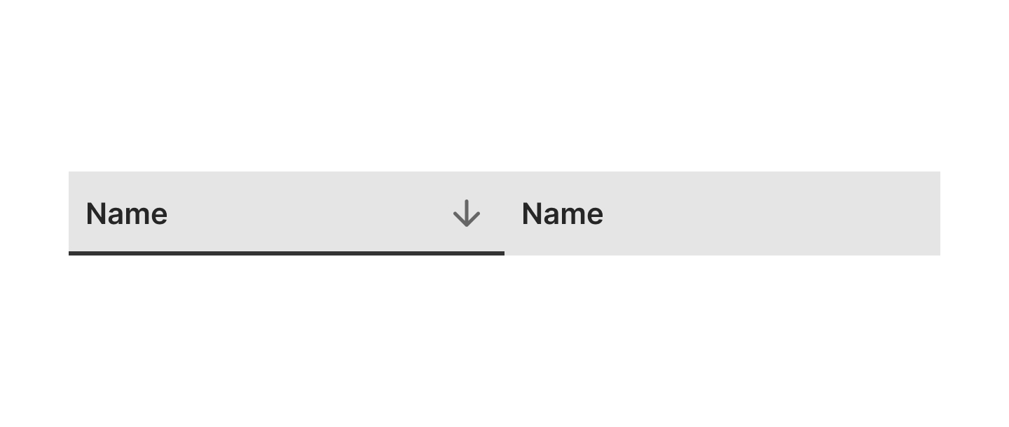 Example of sorting in tables